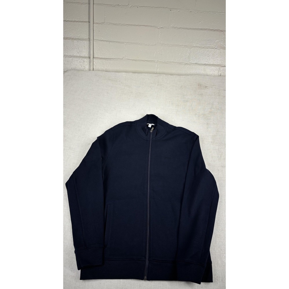 Calvin Klein Sweater Mens Medium Navy Blue Full Zip Knit Bomber Jacket‎
